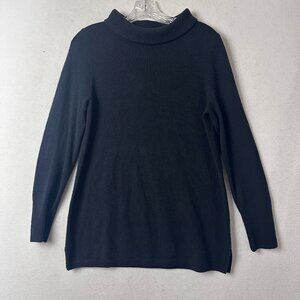 Talbots sweater sz M‎ 100% Cashmere Mock Neck Black Pullover  quiet luxury